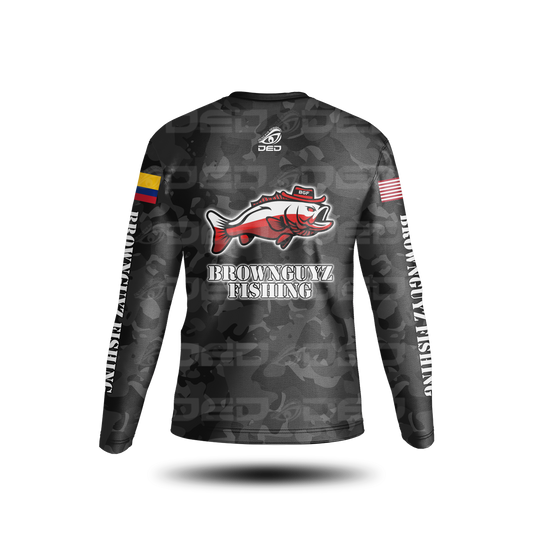 Brownguyz Fishing Camo Round Neck Black Classic Jersey
