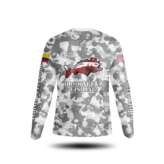 Brownguyz Fishing Camo Round Neck Gray Classic Jersey